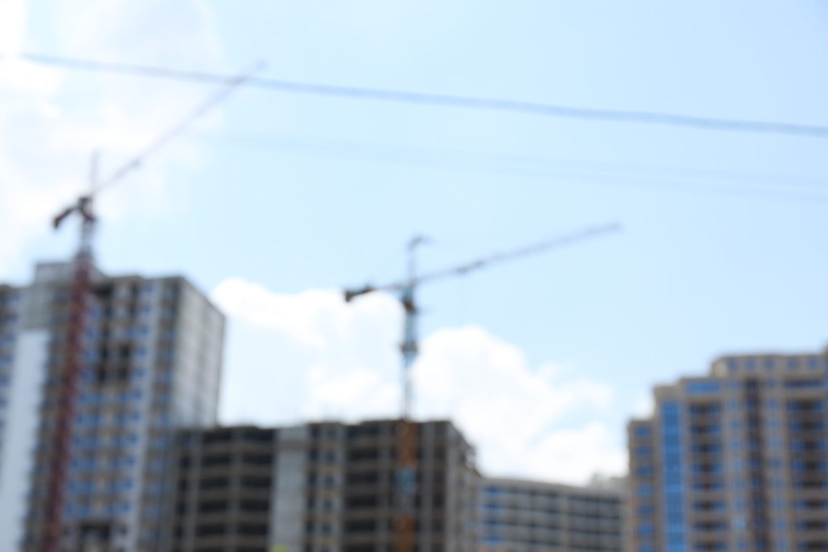 photo of construction in sunny day, blurred photo